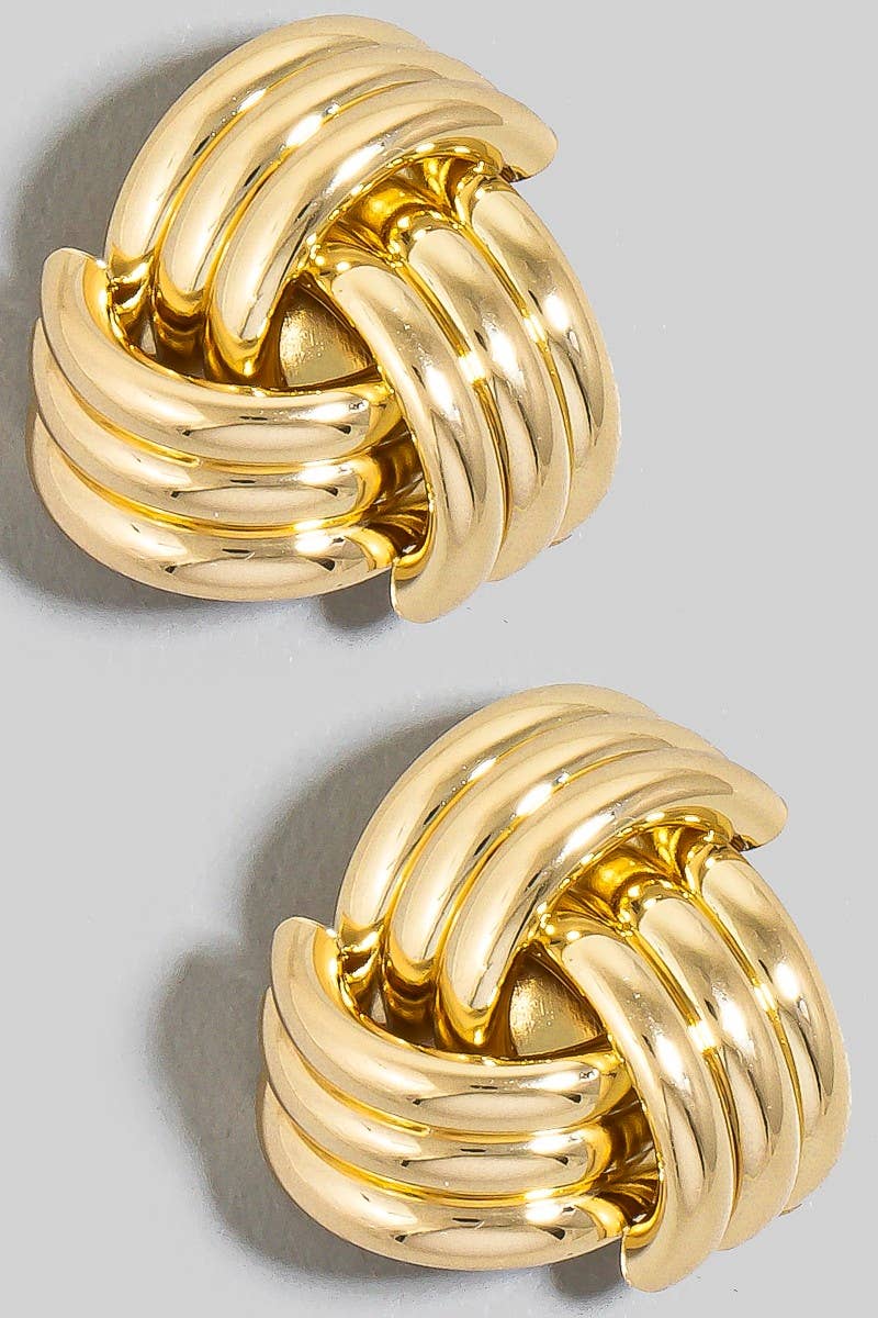 Layered Triple Knot Stud Earrings