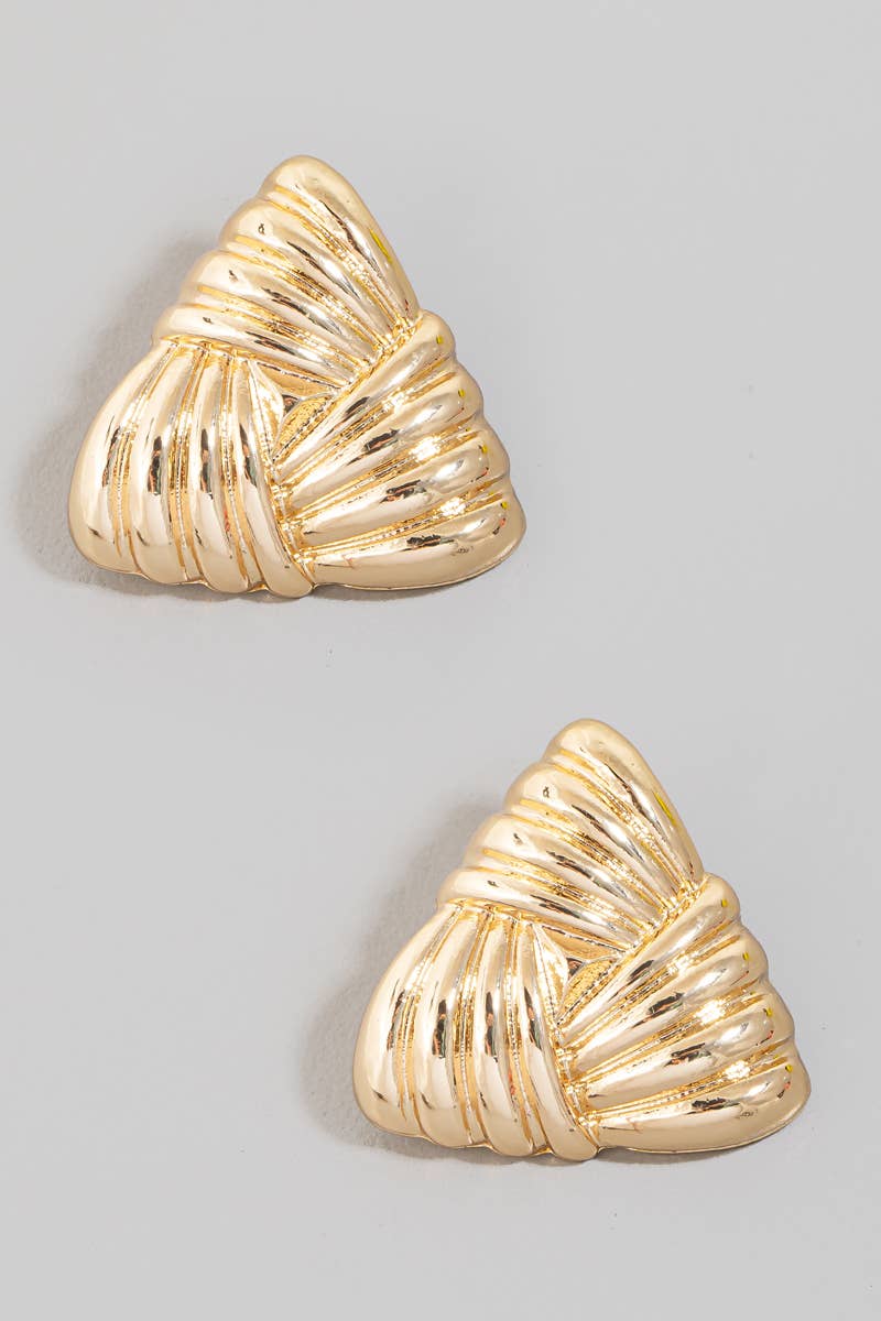 Metallic Triangular Knot Stud Earrings